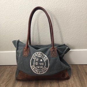 La Papillon Versailles Leather Canvas Handbag Tote
